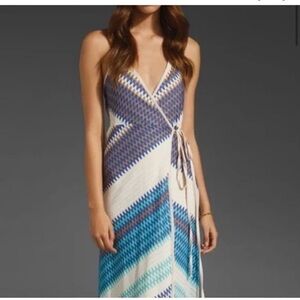 Karina Grimaldi Damian Chevron Knit Halter Neck Wrap  Maxi Dress Size Medium
